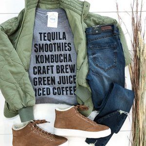 NEW Heather Gray Tequila & Juice Graphic T-Shirt